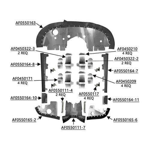 C170B172-BRCS Complete Cessna 170B/172 Aircraft Engine Baffle Kit, Bare Aluminum with Premium Cowl Saver Seals | Airforms Inc. | McFarlane Aviation C170B172BRCS