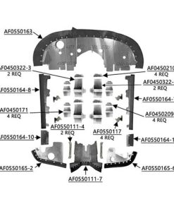 C170B172-PCOR Complete Cessna 170B/172 Aircraft Engine Baffle Kit, Powder Coat with Orange Standard Seals | Airforms Inc. | McFarlane Aviation C170B172PCOR