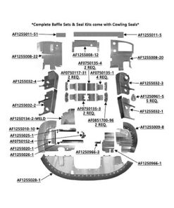 C206-7486PCBK Complete Cessna U206F/U206G Aircraft Engine Baffle Kit, Powder Coat with Black Standard Seals | Airforms Inc. | McFarlane Aviation C2067486PCBK