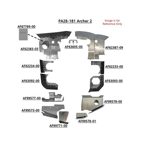 PA28181-2PCCS Complete Piper PA-28-181 Aircraft Engine Baffle Kit, Powder Coat with Premium Cowl Saver Seals | Airforms Inc. | McFarlane Aviation PA281812PCCS