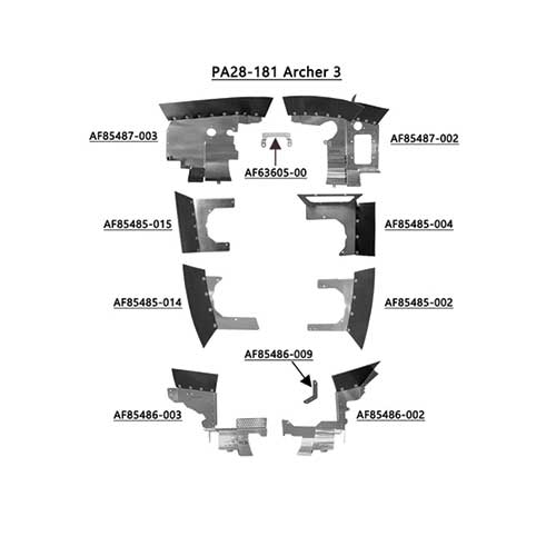 PA28181-3PCOR Complete Piper PA-28-181 Aircraft Engine Baffle Kit, Powder Coat with Orange Standard Seals | Airforms Inc. | McFarlane Aviation PA281813PCOR