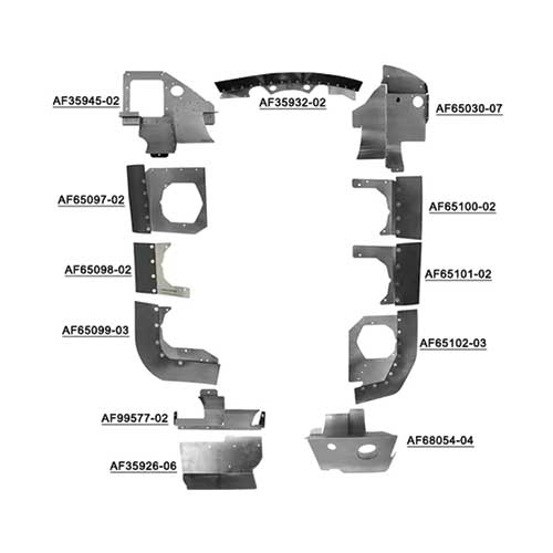 PA28236-PCOR Complete Piper PA-28-236 Aircraft Engine Baffle Kit, Powder Coat with Orange Standard Seals | Airforms Inc. | McFarlane Aviation PA28236PCOR