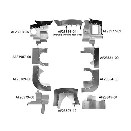 PA39-BROR Complete Piper PA-39 Aircraft Engine Baffle Kit, Bare Aluminum with Orange Standard Seals | Airforms Inc. | McFarlane Aviation PA39BROR